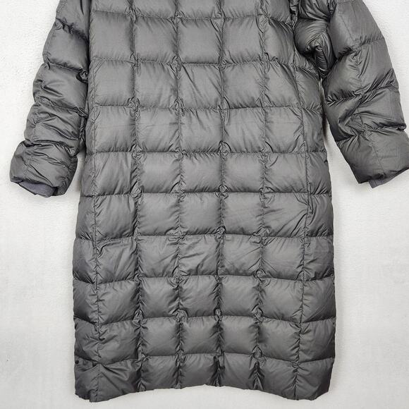 Lands End Goose Down Puffer Coat Large 14-16 Black Hooded Long Quilted Parka - Picture 8 of 13